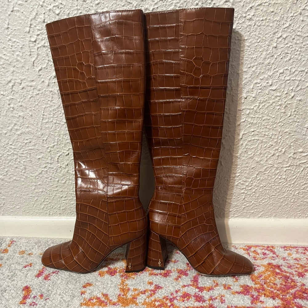 NEW Sam Edelman Croc Knee High Boots